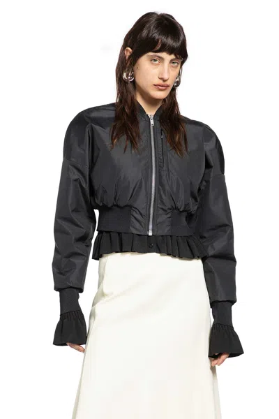 Jil Sander Taffeta Cropped Bomber Jacket In Black