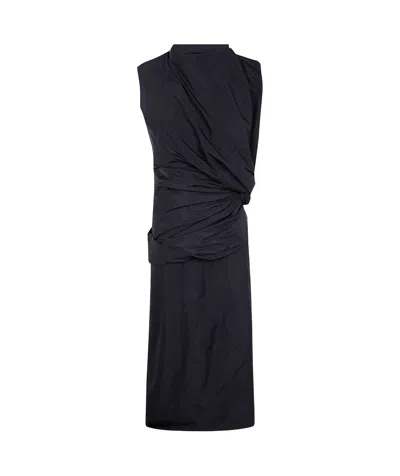 Jil Sander Taffeta Midi Dress In Negro