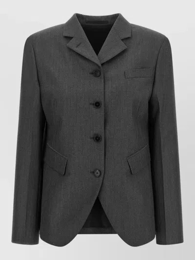 Jil Sander Tailored Blazer Long Sleeves Notched Lapel In Gray