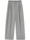 Jil Sander Checked Pleated Wool Pants In Grey