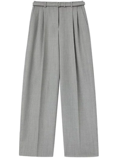 Jil Sander Tailored Check Trousers With Belt Clothing In Grey
