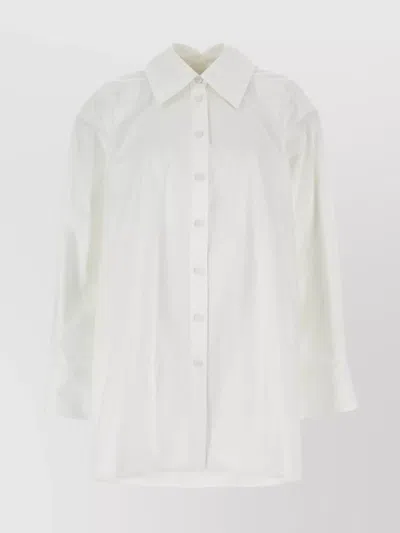 Jil Sander Tailored Cotton Shirt With 3/4 Sleeves In White