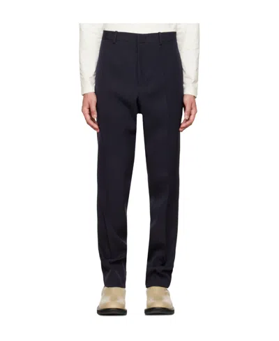 Jil Sander Tailored Cotton-wool Blend Trousers In Black