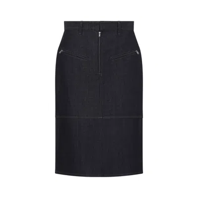 Jil Sander Tailored Grey Cotton Midi Skirt With Subtle Zip Pockets