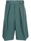 Jil Sander Tailored High-waist Green Shorts With Pleated Front In Green