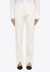 Jil Sander White Cotton Trousers With Slits In White