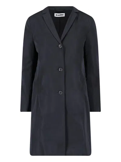 Jil Sander Tailored Single-breasted Long Coat In Black
