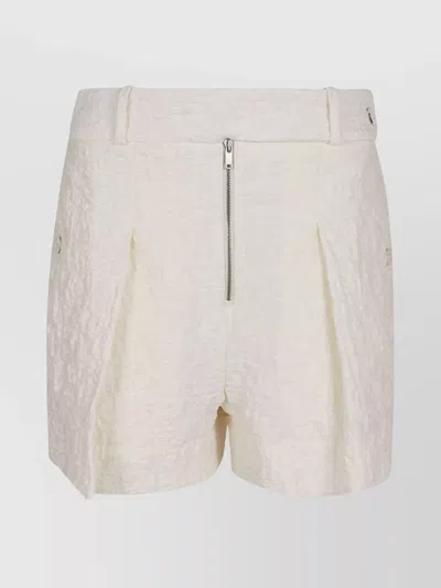 Jil Sander Tailored Textured Fabric Shorts With Buttoned Belt In Pink