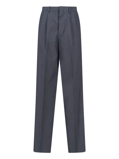 Jil Sander Straight Trousers Pleated Front Side Pockets Belt Loops In Blue