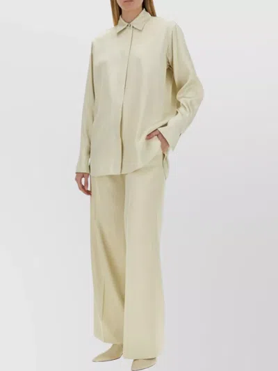 Jil Sander Tailored Trousers Featuring Wide-leg Design In Neutral