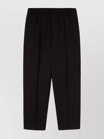 Jil Sander Tailored Wide-leg Trousers Logo In Black