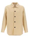 Jil Sander Tailored Wool Coat With Button Closure In Neutral