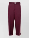 Jil Sander Tailored Wool Trousers Buckle Detail In Burgundy