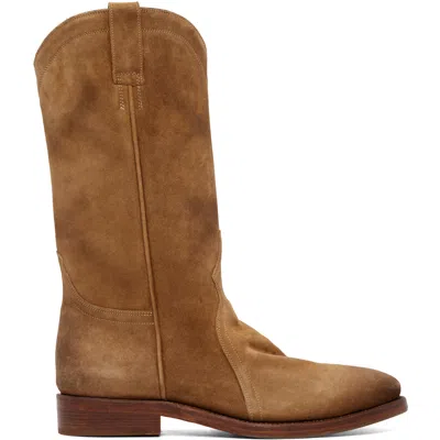 Jil Sander Tan Suede Boots In 243 Walnut