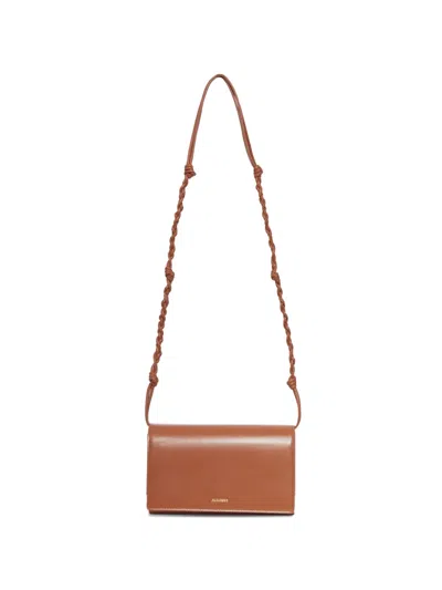Jil Sander Tangle Braided Leather Crossbody Bag In Brown