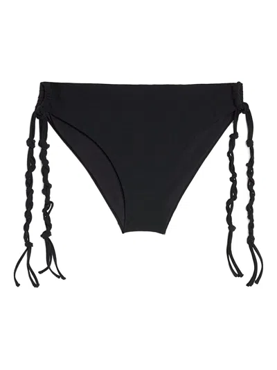 Jil Sander Tangle Braided-trim Bikini Bottoms In Black