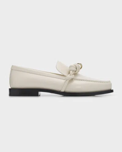 Jil Sander Tangle Knotted Leather Loafers In White