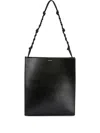 Jil Sander Tangle Knotted Strap Embossed Logo Shoulder Bag In Black