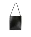 Jil Sander Tangle Knotted Strap Embossed Logo Shoulder Bag In Black