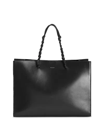 Jil Sander Tangle Large Leather Tote Bag In Black