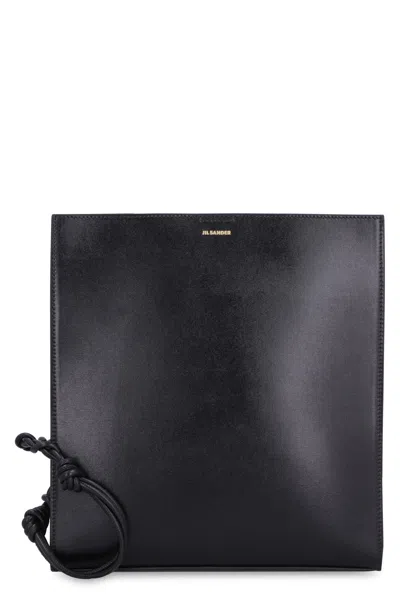 Jil Sander Tangle Leather Crossbody Bag In Black