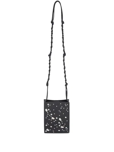 Jil Sander Tangle Leather Crossbody Bag In Black