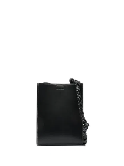 Jil Sander Braided-strap Leather Shoulder Bag In Schwarz