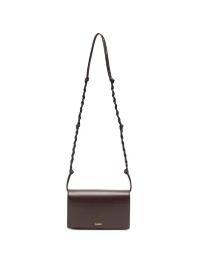 Jil Sander Tangle Leather Wallet On Chain In Purple
