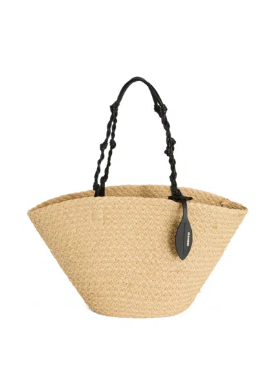 Jil Sander Tangle Logo-tag Bucket Bag In Nude