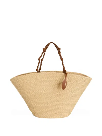 Jil Sander Tangle Logo-tag Bucket Bag In Neutral