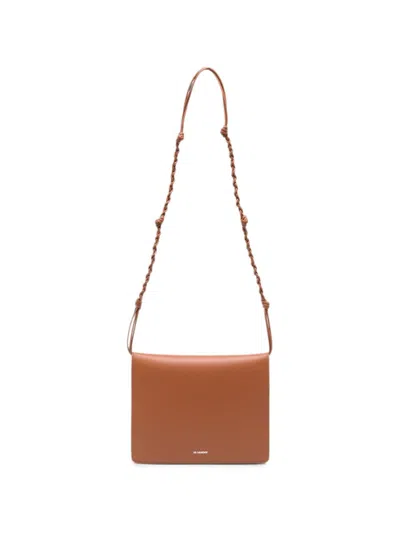 Jil Sander Tangle Medium Leather Crossbody Bag In Brown