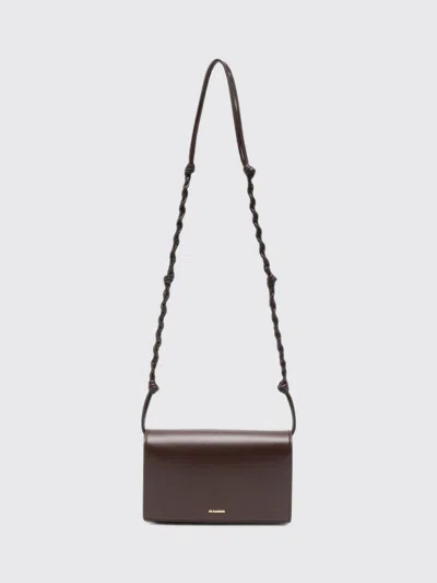 Jil Sander Tangle Mini Leather Crossbody Bag With Braided Strap In Earth