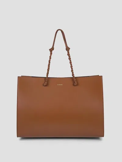 Jil Sander Tangle Mini Shopping Tote In Brown