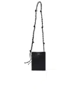 JIL SANDER TANGLE RING CROSSBODY BAG IN BLACK LEATHER