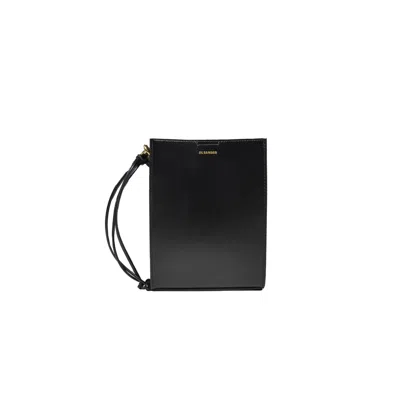 Jil Sander Tangle Rings Small Black Leather Crossbody Bag
