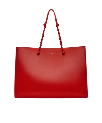 Jil Sander Tangle Shopping Ew Handbag In Red