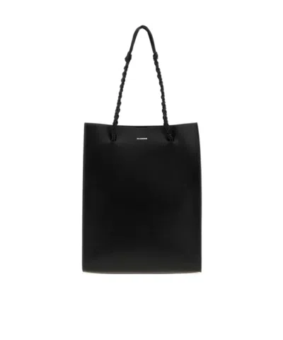Jil Sander Leather Tangle Shopping Bag Braided Handles In Black