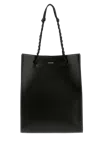 Jil Sander Rectangular Shoulder Bag Smooth Finish Braided Handles In Black