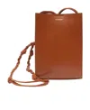 Jil Sander Dark Pink Leather Small Tangle Shoulder Bag In Brown