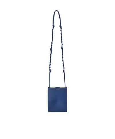 Jil Sander Small Cannolo Embossed Adjustable Cross Body Bag In Blue