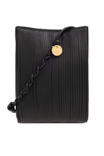 Jil Sander Small Tangle Fringe Cross Body Bag In Black