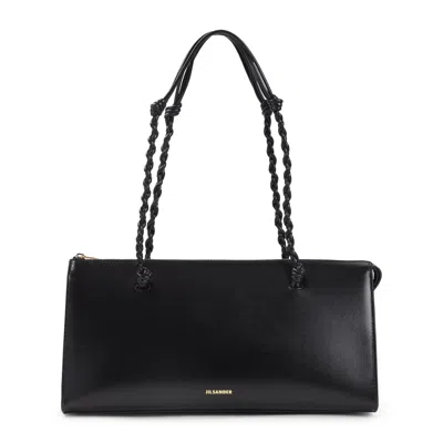 Jil Sander Tangle Tent Small Leather Shoulder Bag In Black