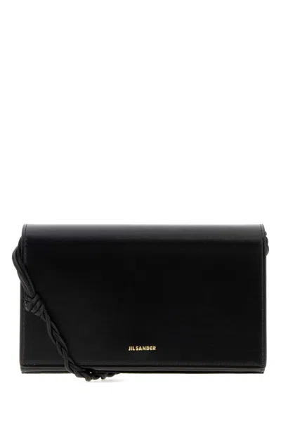 Jil Sander Tangle Mini Leather Crossbody Bag With Braided Strap In Black