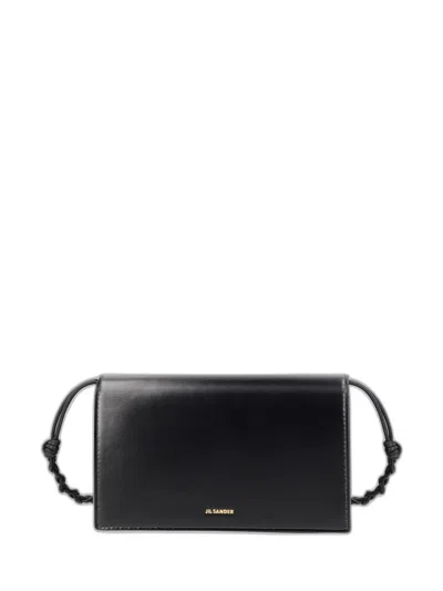 Jil Sander Tangle Wallet With Shoulder Strap In Black