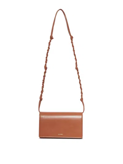 Jil Sander Tangle Wallet With Shoulder Strap In Nude