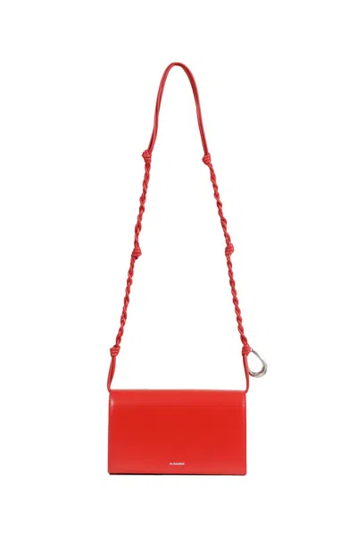 Jil Sander Tangle Wallet With Strap In Red
