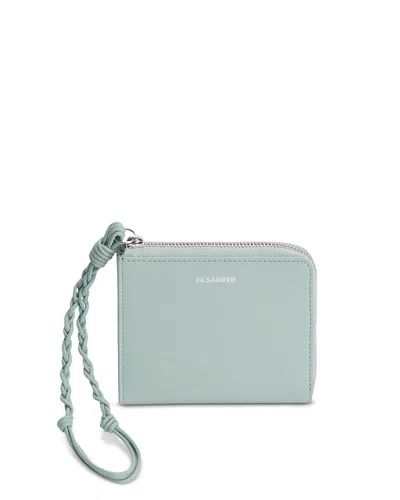 Jil Sander Tangle Zip Leather Card Case In Blue