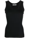 Jil Sander Ribbed Scoop Neck Sleeveless Top In Black