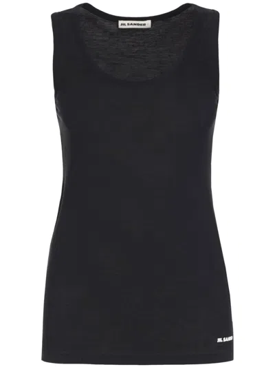 Jil Sander Tank Top In Cotone In Blue