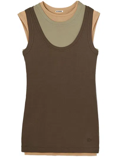 Jil Sander Layered Cotton Tank Top In Multi